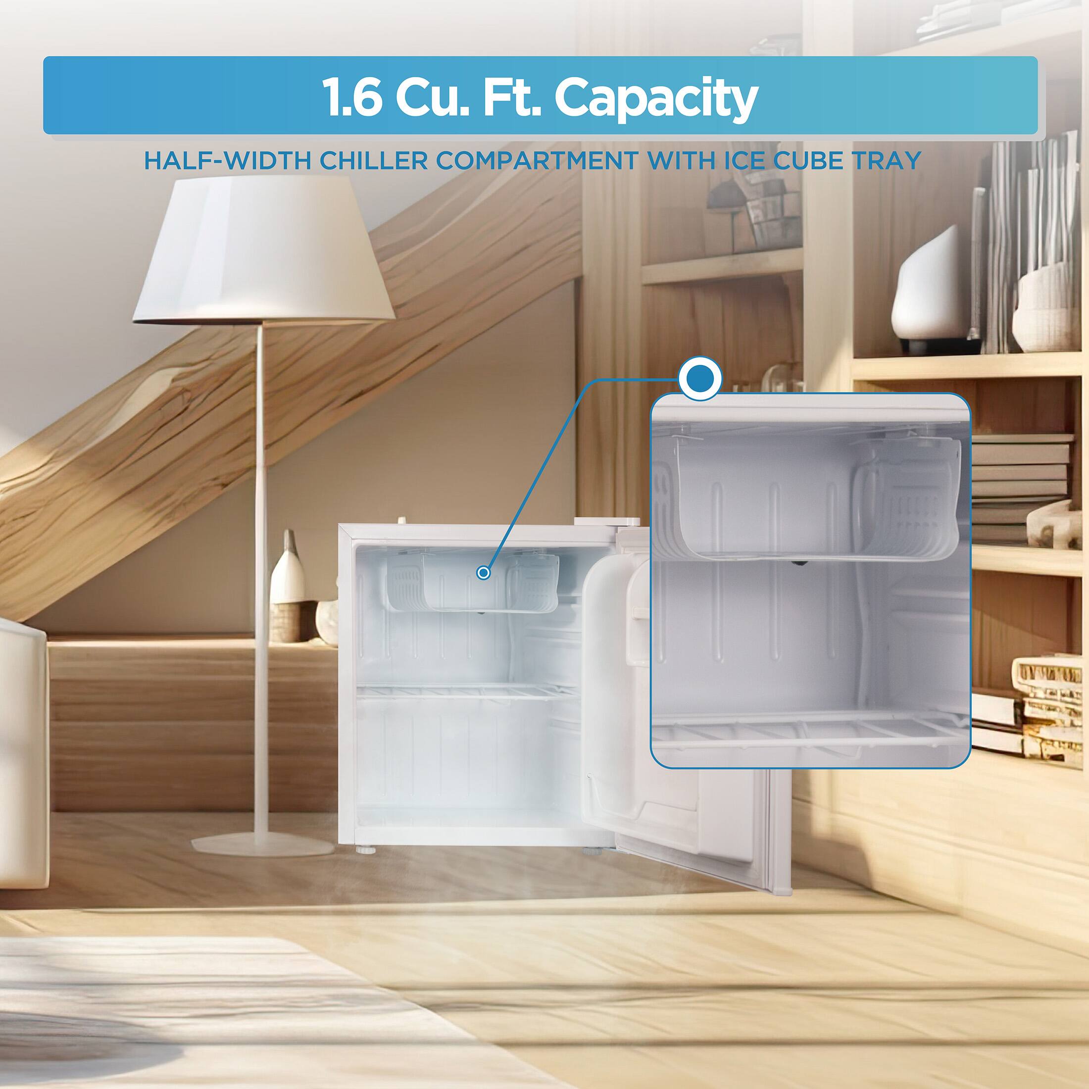 1.6 Cu. Ft. Capacity  
HALF-WIDTH CHILLER COMPARTMENT WITH ICE CUBE TRAY