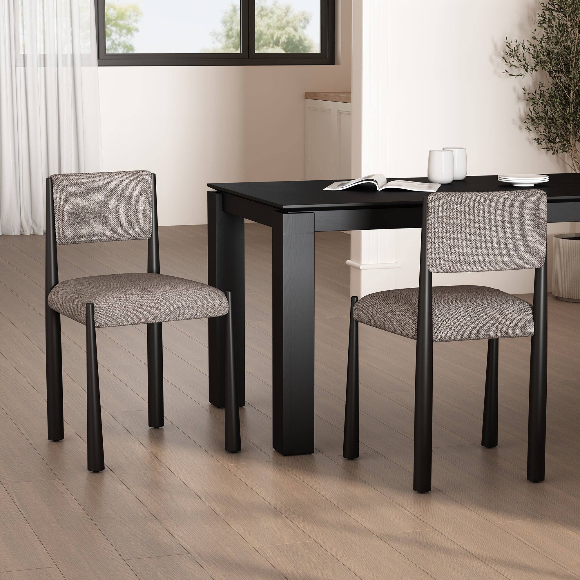 Alt View 6. Manhattan Comfort - Lennor Mid-Century Modern Metal Boucle Side Chair - Set of 2 - Mushroom.