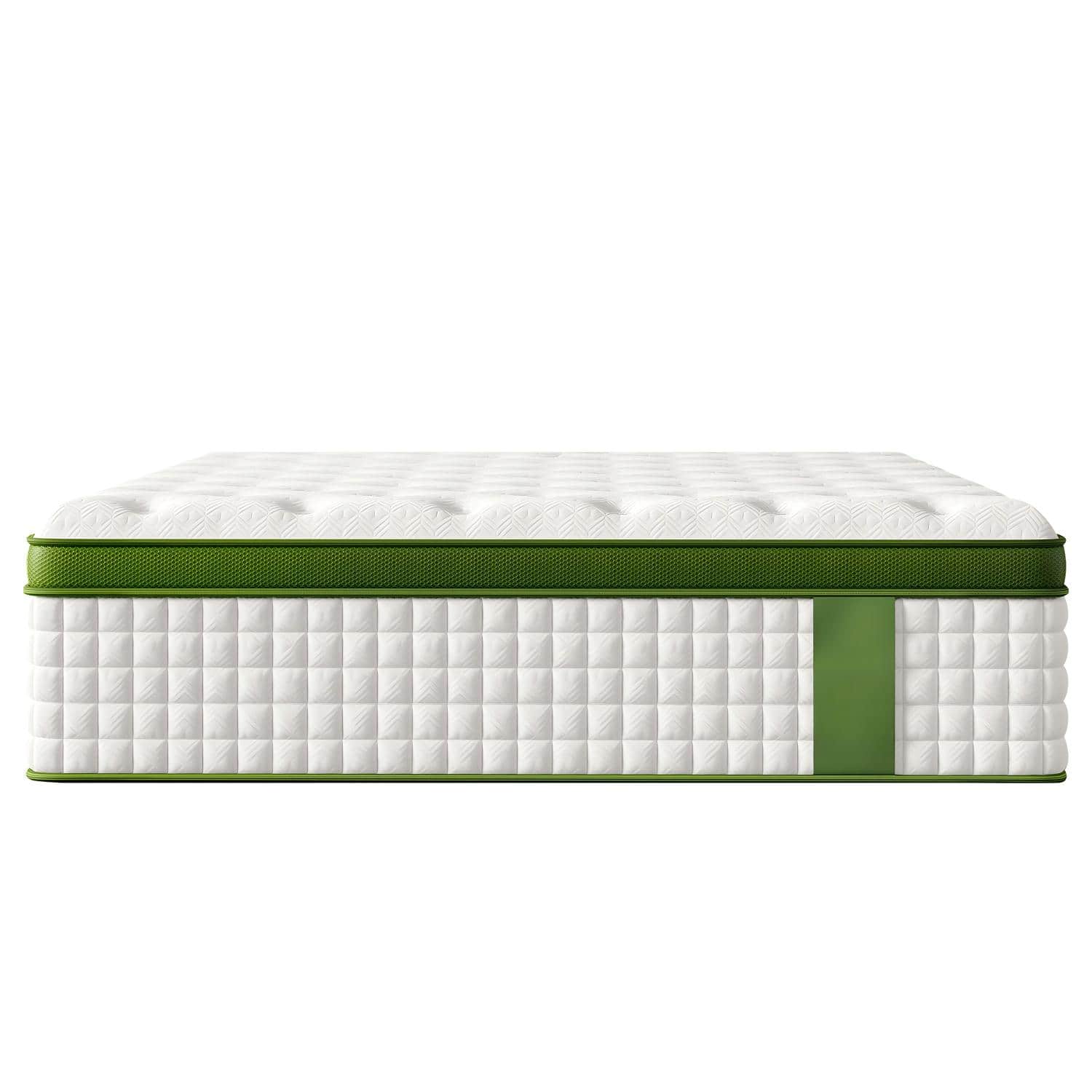 Ecooso - 12" King Hybrid Mattress in a Box, Gel Memory Foam + Pocket Coils, Pressure Relief, Motion Isolation - Green