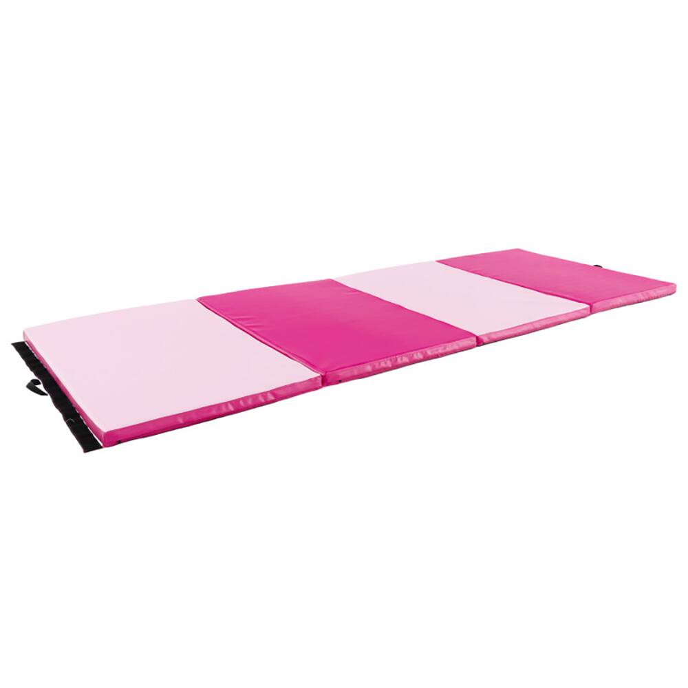 Alt View 1. Kadyn - Gymnastics Mat, Exercise Tumbling Mat,4-Panel PU Leather Folding Exercise Mat with Carrying Handles-Hot Pink - Pink.