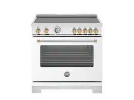Bertazzoni - 36" Master Series Induction Range - Bianco Matt/Gold - White