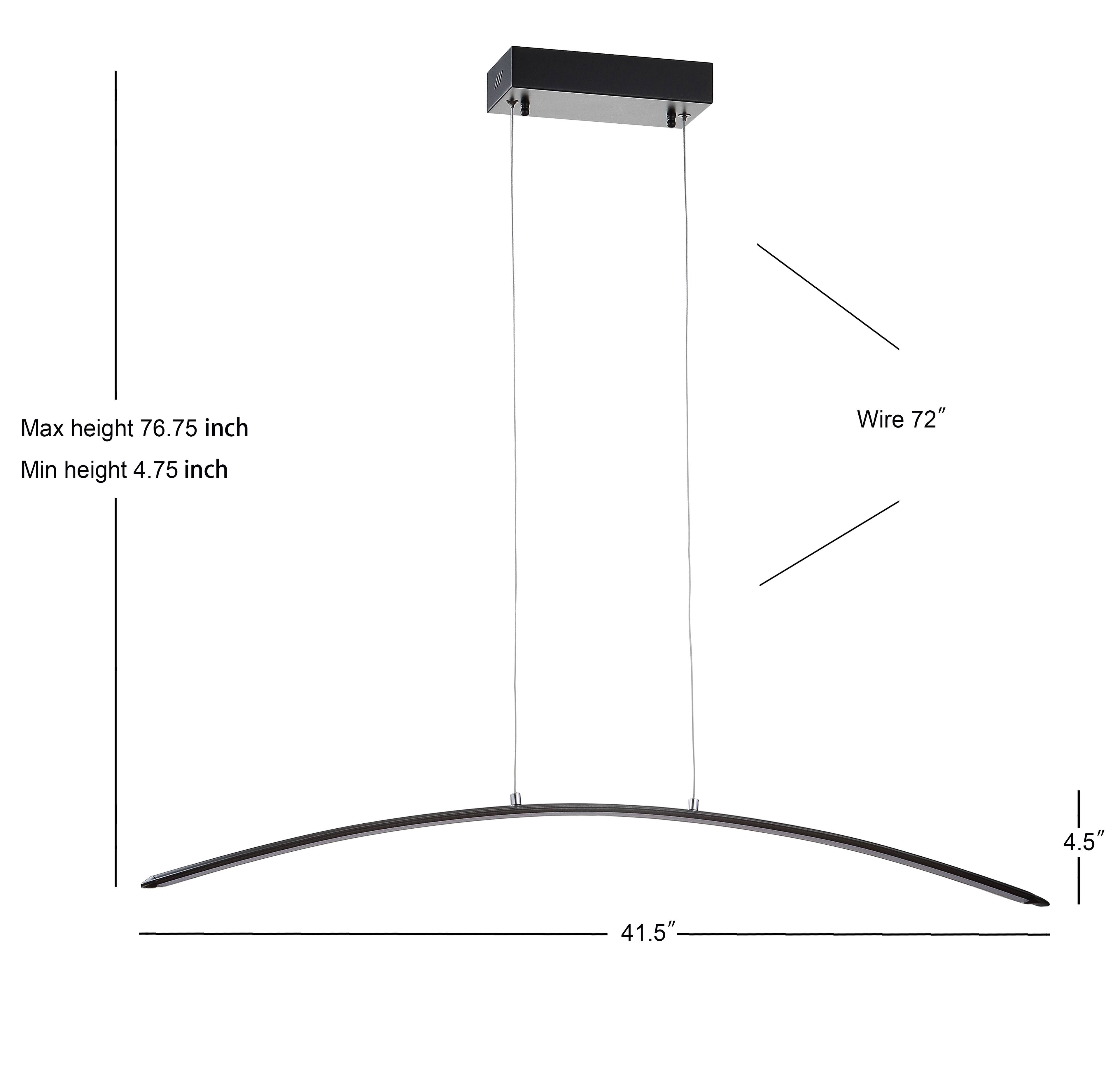 Max height 76.75 inch  
Min height 4.75 inch  
Wire 72"  
4.5"  
41.5"