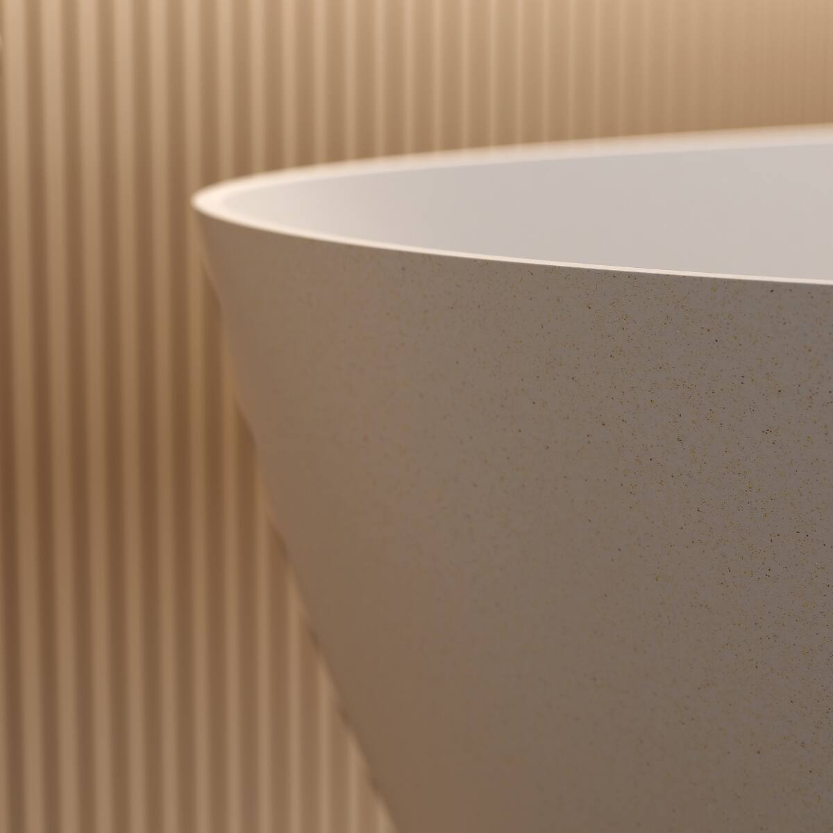 Back. Loheer - Loheer 57 in Freestanding Soaking Bathtub in Beige Solid Surface with Overflow and Pop Up Drain - Beige.