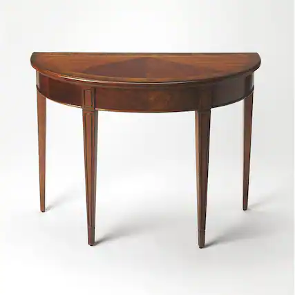 Front. Starlight Canyon Home - Medium Brown Half Moon Console Table for Living Room and Entryway - Medium Brown.