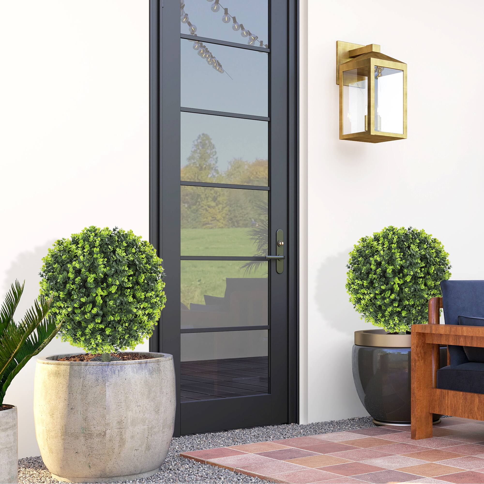 Alt View 1. Homcom - Pack 1.3ft Artificial Ball Eucalyptus Topiary with Ground Stake - Green.