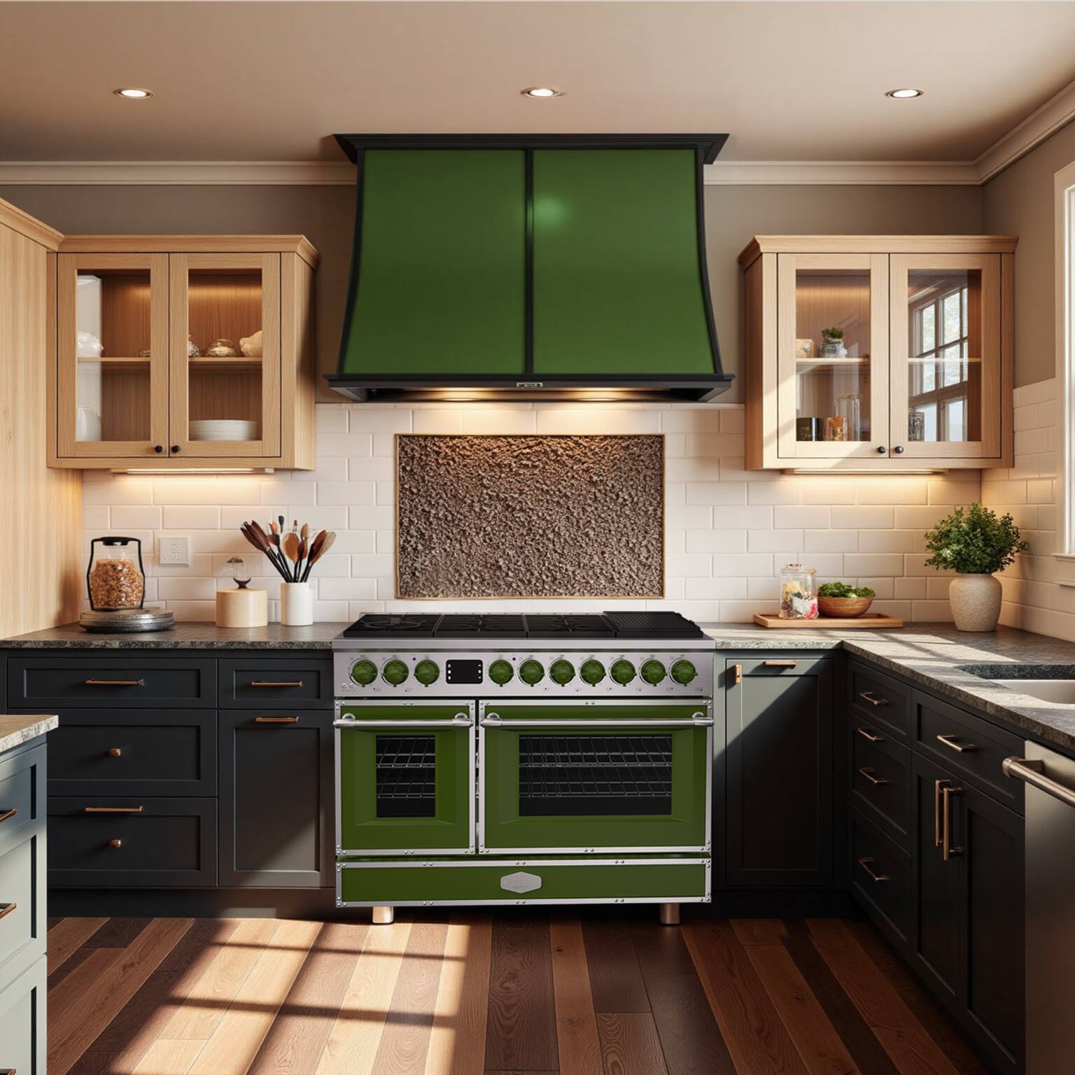 Alt View 8. Akicon - Akicon 6.7 Cu.ft Freestanding Gas Rapid Convection Range with 8 Sealed Burners and Cast Iron Grates in Avocado Green - Avocado Green.