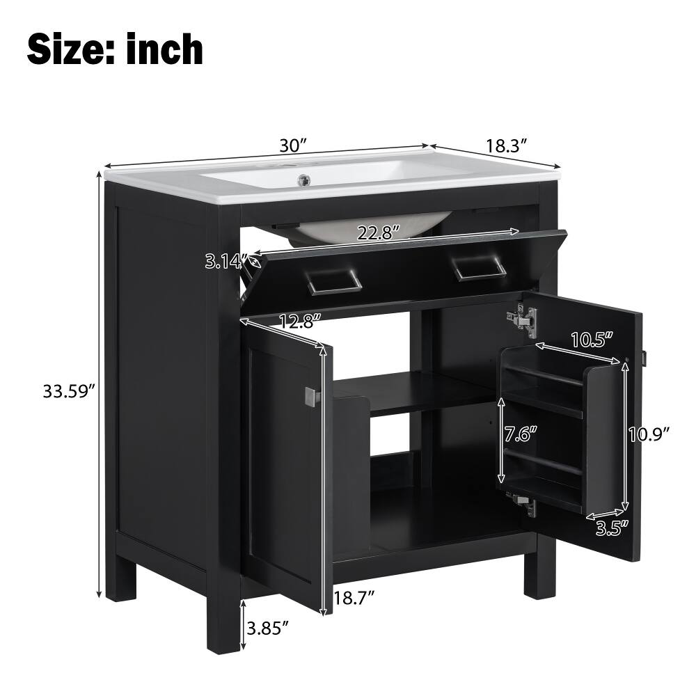 Size: inch  
30"  
18.3"  
3.14"  
22.8"  
12.8"  
10.5"  
33.59"  
7.6"  
10.9"  
3.5"  
18.7"  
3.85"