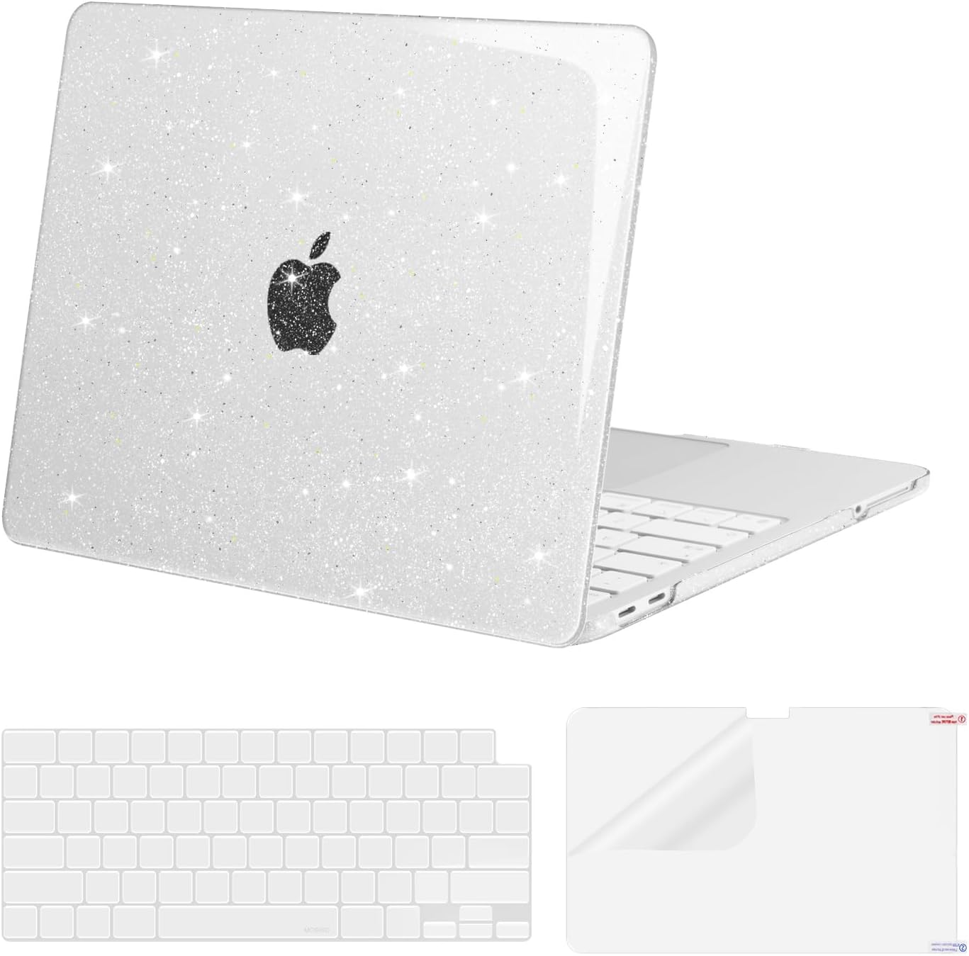 Front. mosiso - Glitter Cover for 2026 MacBook Neo Case 13 inch A3404 with A18 Pro Chip,Crack-Resistant Cover&Keyboard Cover&Screen Film - Clear.