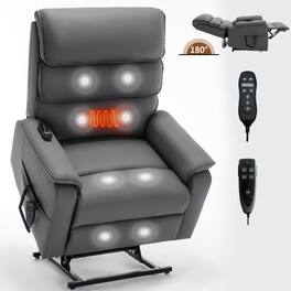 Boyel Living - Gray Dual Motor Power Lift Recliner Chair with Power Remote Heat Massage and Heavy Duty Motion Mechanism - Brown