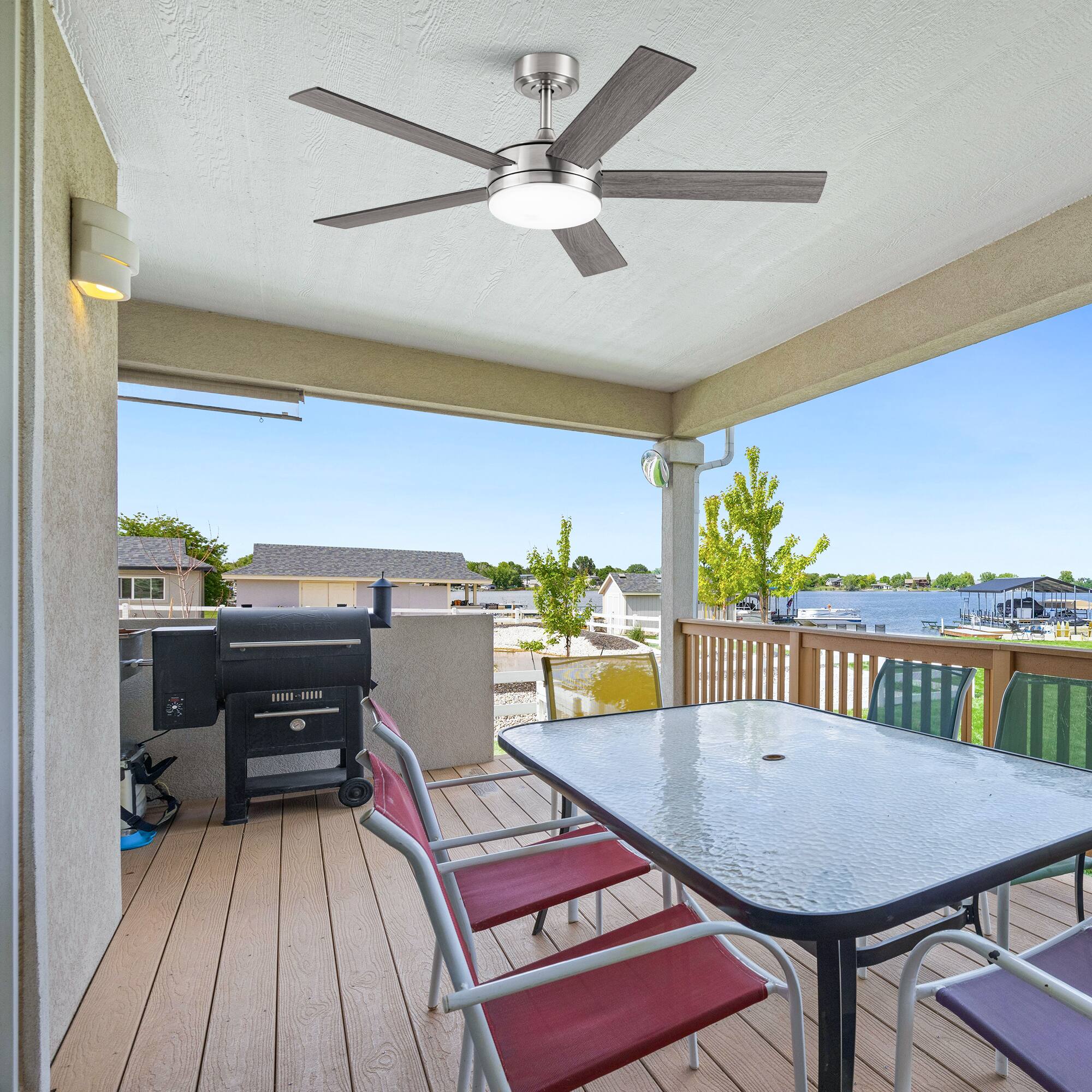 Alt View 1. Vaczon - 48" Modern Brushed Nickel Reversible 5-blade LED Ceiling Fan with Remote and APP Control - Nickel.