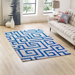 Modway - Nahia Geometric Maze Area Rug - Ivory Light Gray and Blue