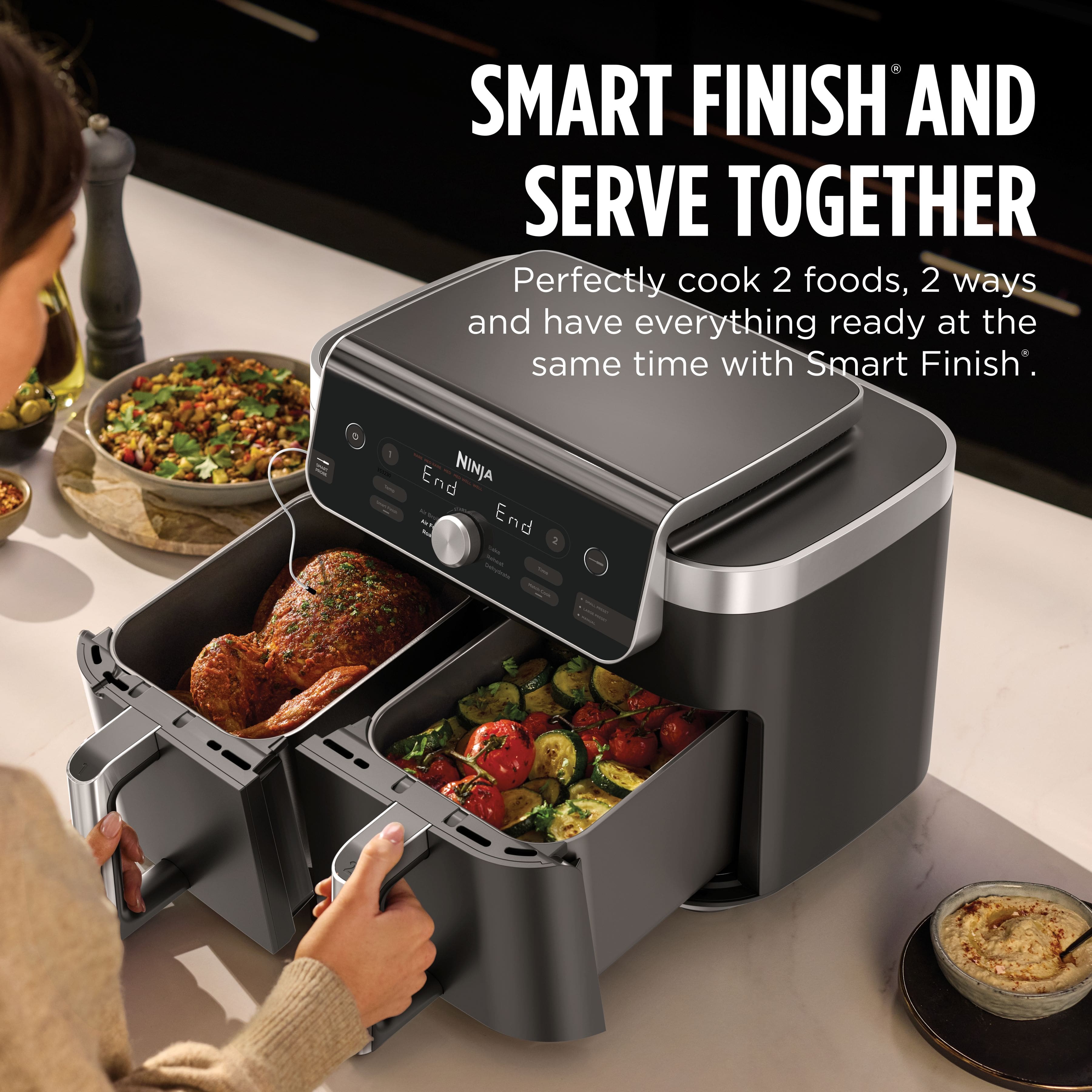 Ninja DualZone Smart XL 6 in 1 Air Fryer, 10 qt Capacity with