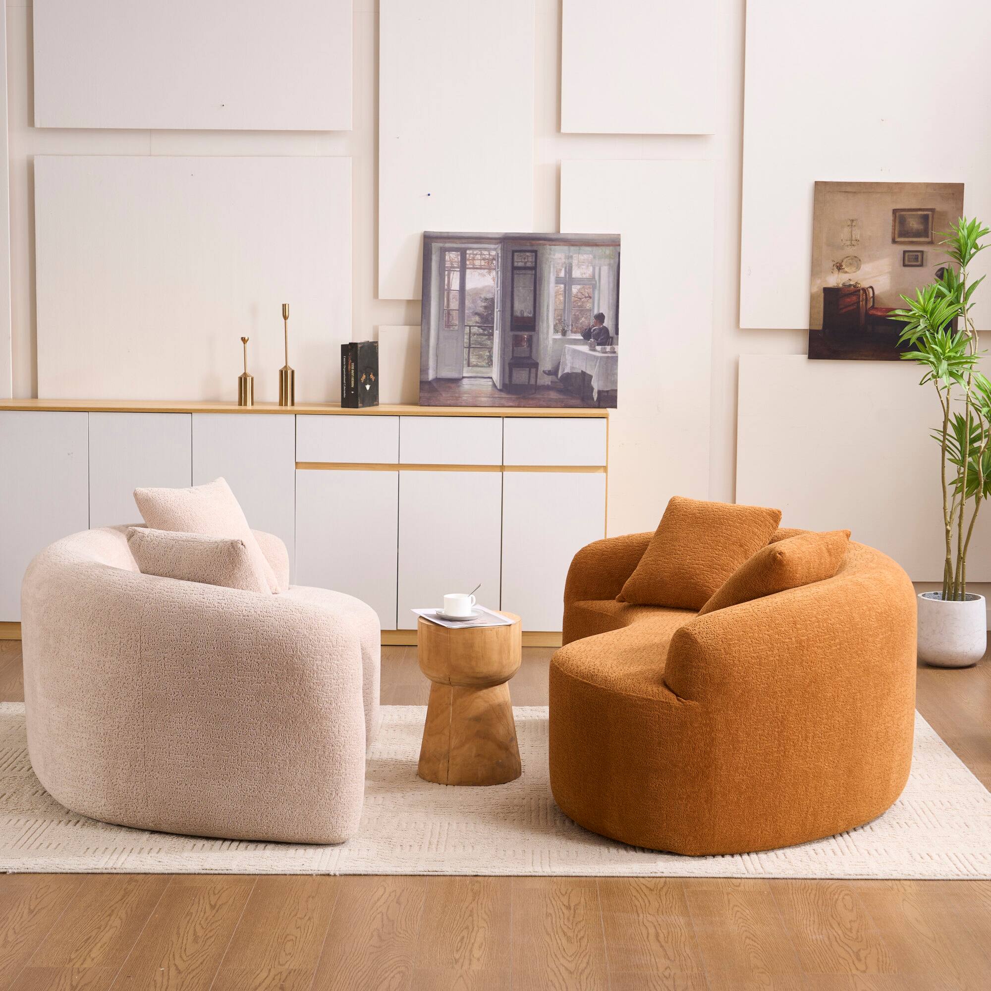 Alt View 10. GOODSILO - S-Curved Sectional Sofa with Dual-Depth Seating, Luxurious Chenille Upholstery, and Space-Saving Design - Orange.