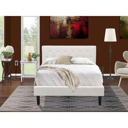 East West Furniture - NL19F-1BF14 2 Piece Bedroom Set - 1 Full Bed Fabric Headboard and 1 Nightstand Bedroom - Urban Gray Finish - White Velvet