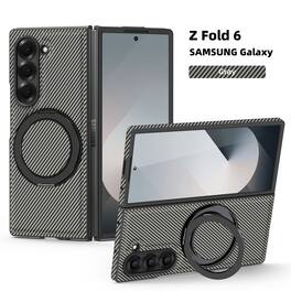 Dteck - Magnetic Case for Samsung Galaxy Z Fold6,Shockproof Hard PC Back Cover,Rugged Phone Cover with Rotatable Metal Kickstand - Gray