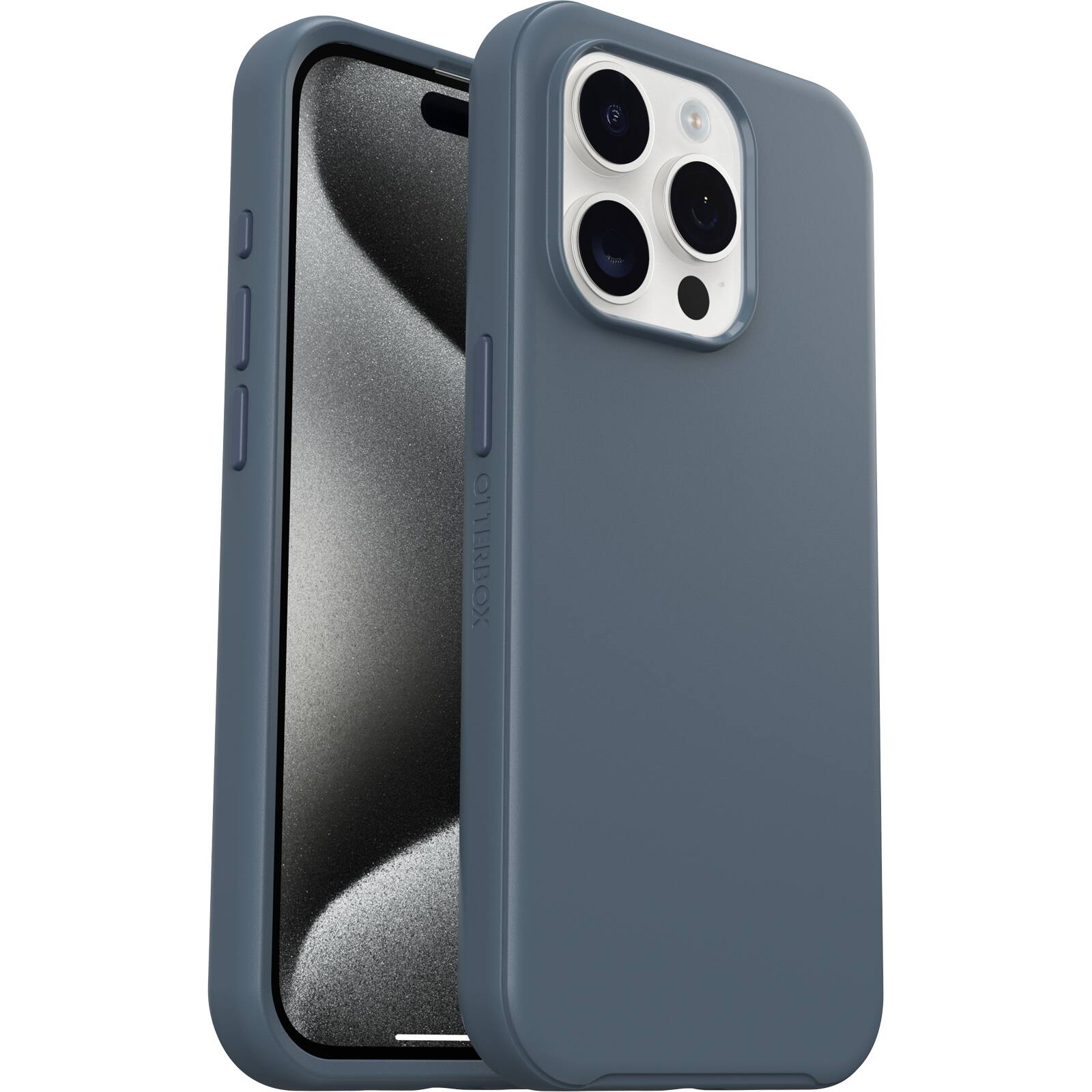 Left. OtterBox - Symmetry Series Hard Shell for MagSafe for Apple iPhone 15 Pro - Bluetiful.