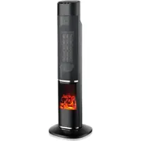 Lifesmart - 31-in. Tower Heater with Flame Feature - Black - Front_Zoom
