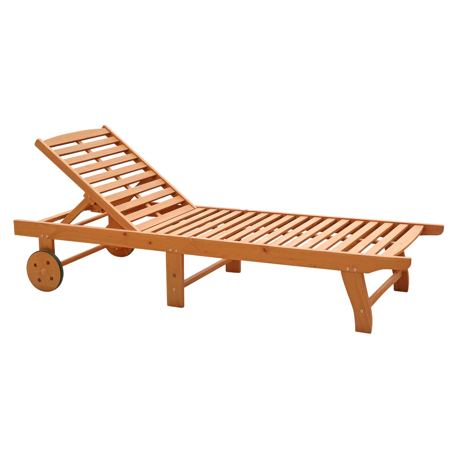 Front. Outsunny - Outdoor Folding Chaise Lounge Chair Recliner with Wheels, Acacia Wood Frame - Teak.