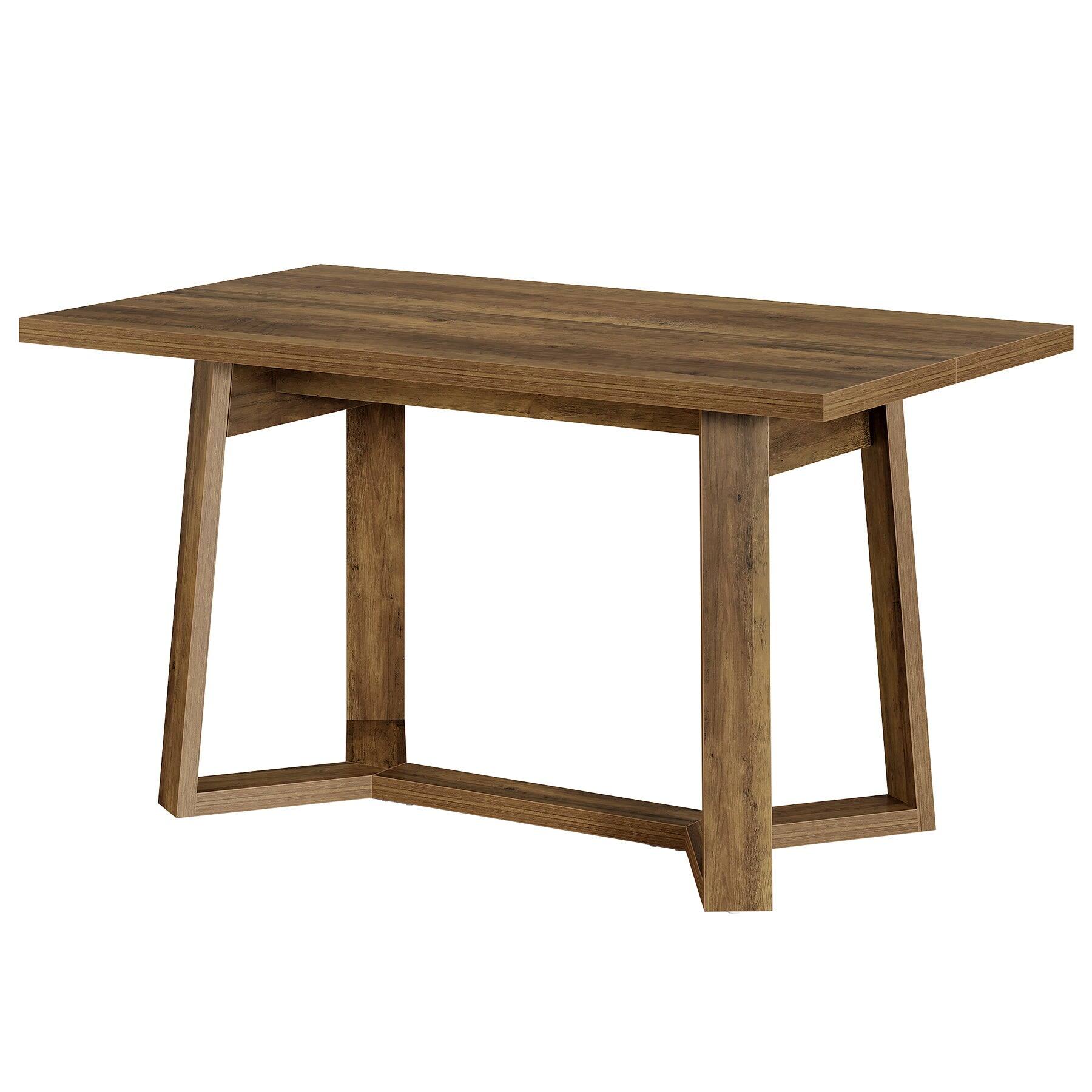Alt View 6. Tribesigns - Dining Table with Engineered Wood Construction and Rectangular Top for Dining Room, Kitchen and Living Room - Brown.