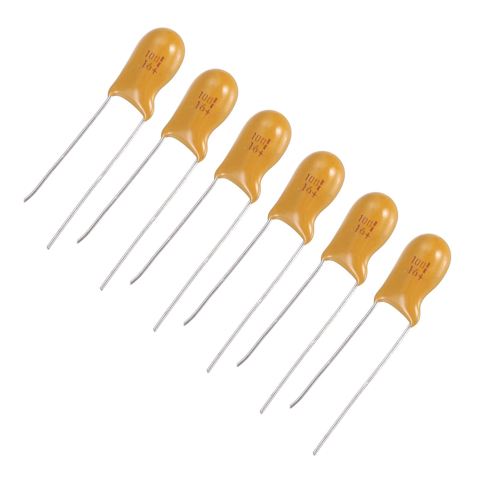 Unique Bargains - Tantalum Capacitor 100uF 16V Yellow Radial Dipped, for Circuit Boards/DIY/Computer, 6pcs - Orange price history on PriceWatchPro