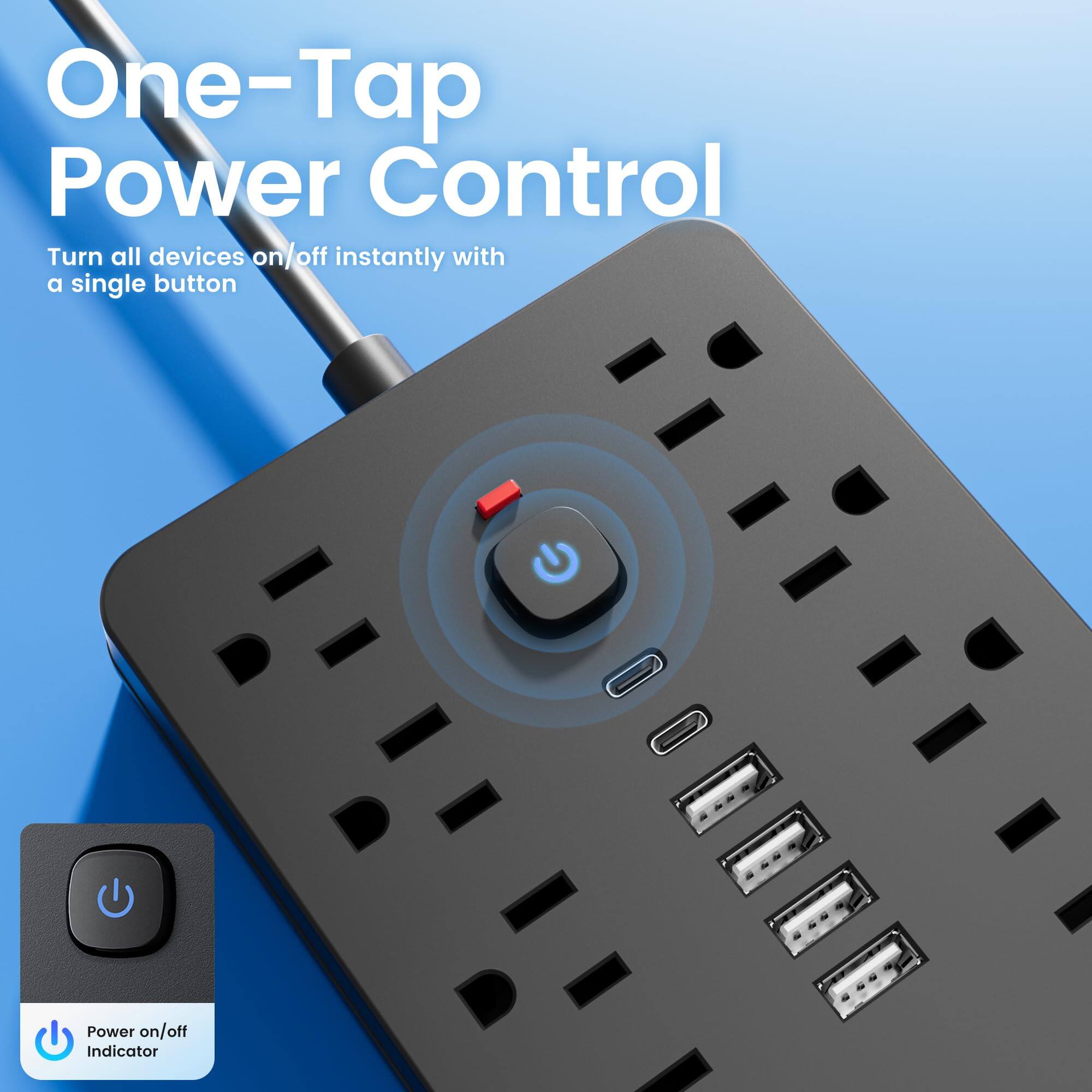 One-Tap Power Control  
Turn all devices on/off instantly with a single button  

Power on/off Indicator