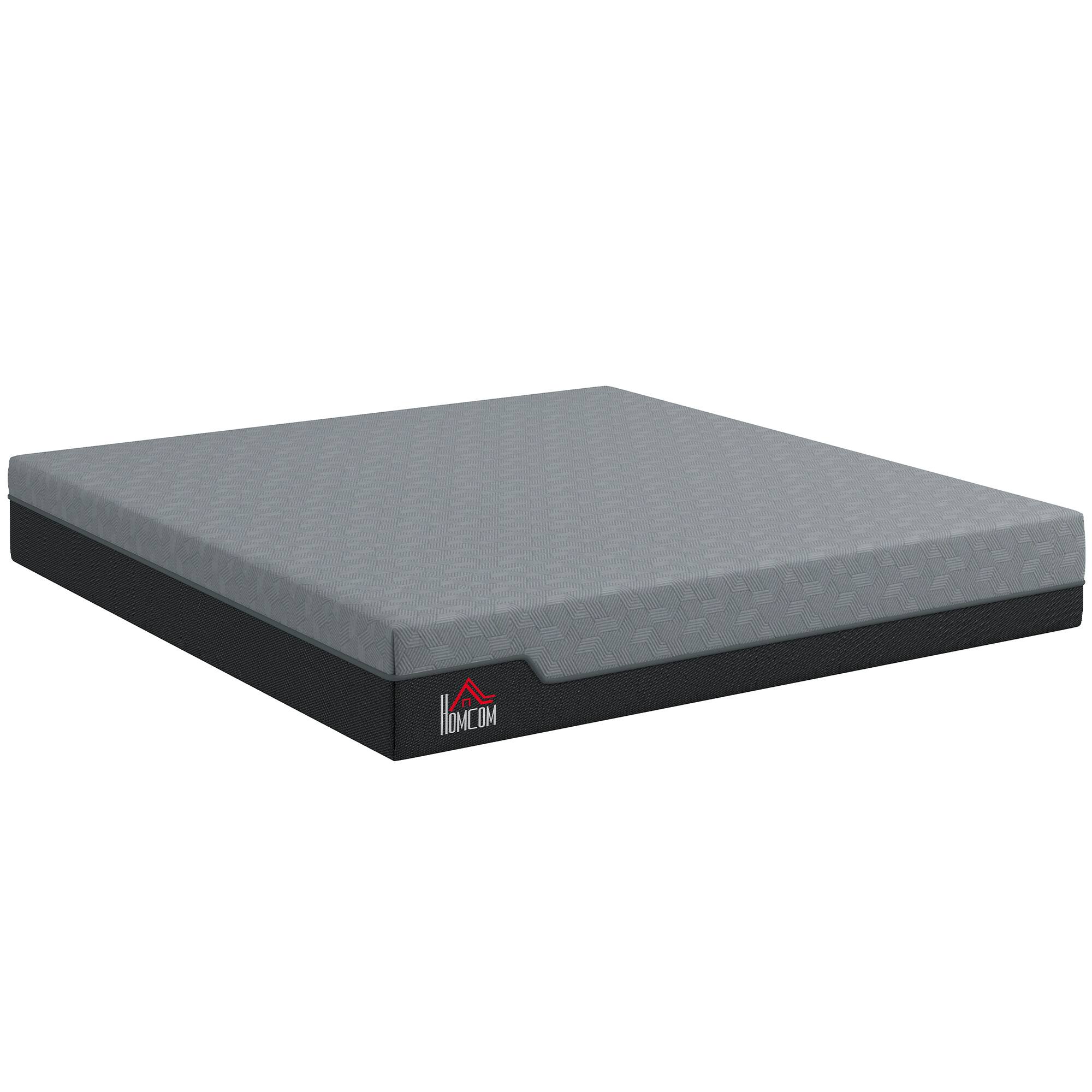 Front. Homcom - Mattress, 12 Inch Memory Foam Mattress for Pressure Relief, Graphene Gel Cooling Copper Bed in a Box - Gray.