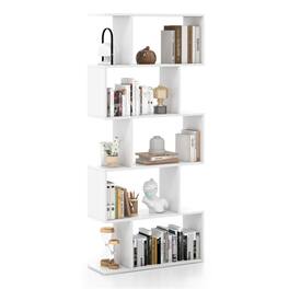 Pefilos - 5 Cubes Ladder Shelf Corner Bookshelf, Freestanding Display Rack Bookcase, Walnut - White