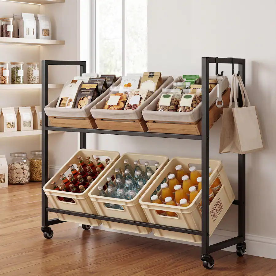 Universal Racking Sizes Gymax 2 Tier Drink Crate Rack Rolling Bottle Crate Shelf w/ 4 Universal ...
