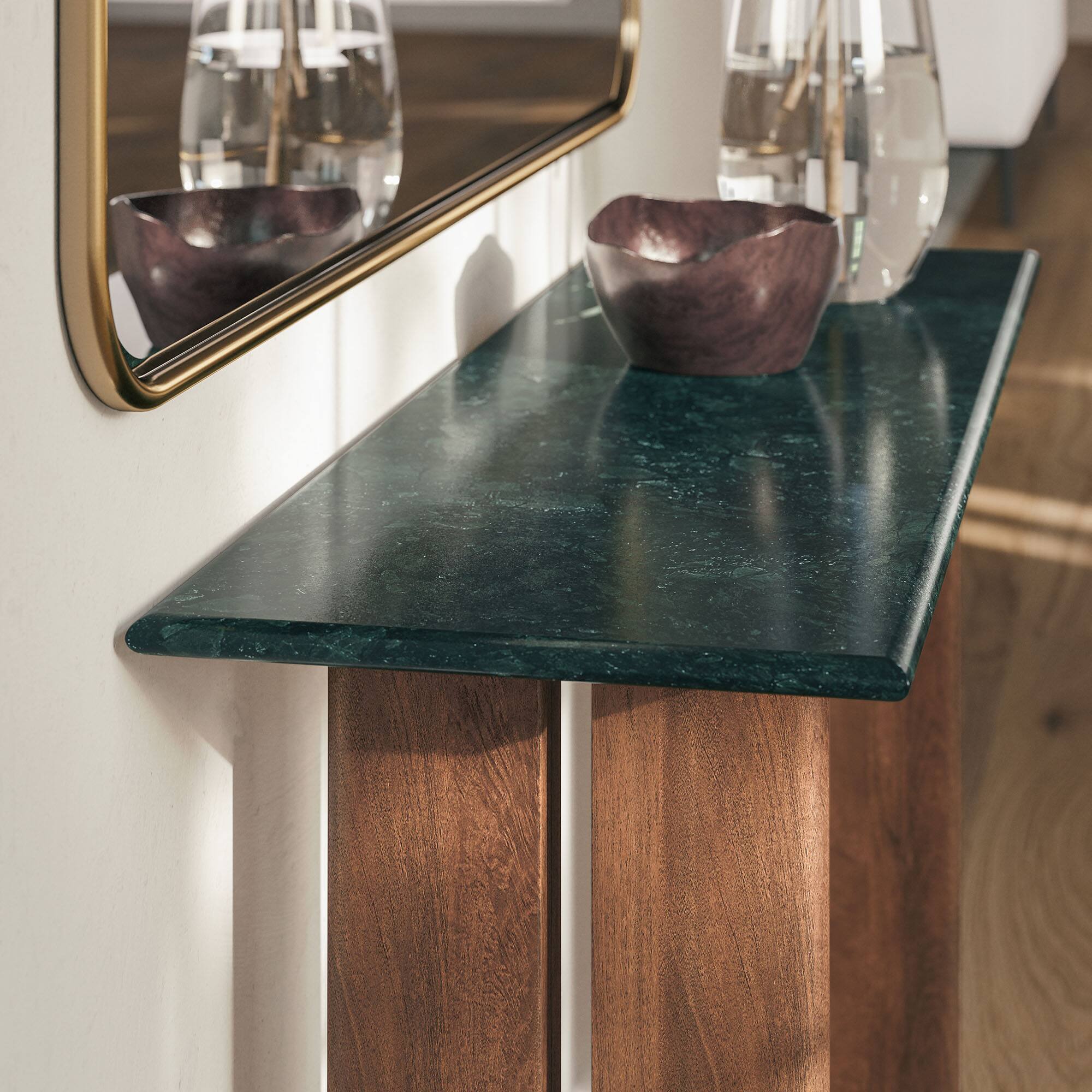 Alt View 1. Modway - Amistad 46 Inch Marble Console Table by Modway - Walnut Green Marble.