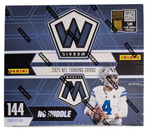 PANINI PANINI PANINI 144 CARDS PER BOX PANINI TECHNOLOGY BLOCKCHAIN NO WORRY 17 YOUR AUCTION SELL 209 PAR NFL NFTs PANINI OFFICIAL W PANINI MOSAIC PANINI PANINI PANINI 2025 NFL TRADING CARDS MOSAIC PANINI DAK PRESCOTT M 4 NINI va N UDDLE HOa NFL
