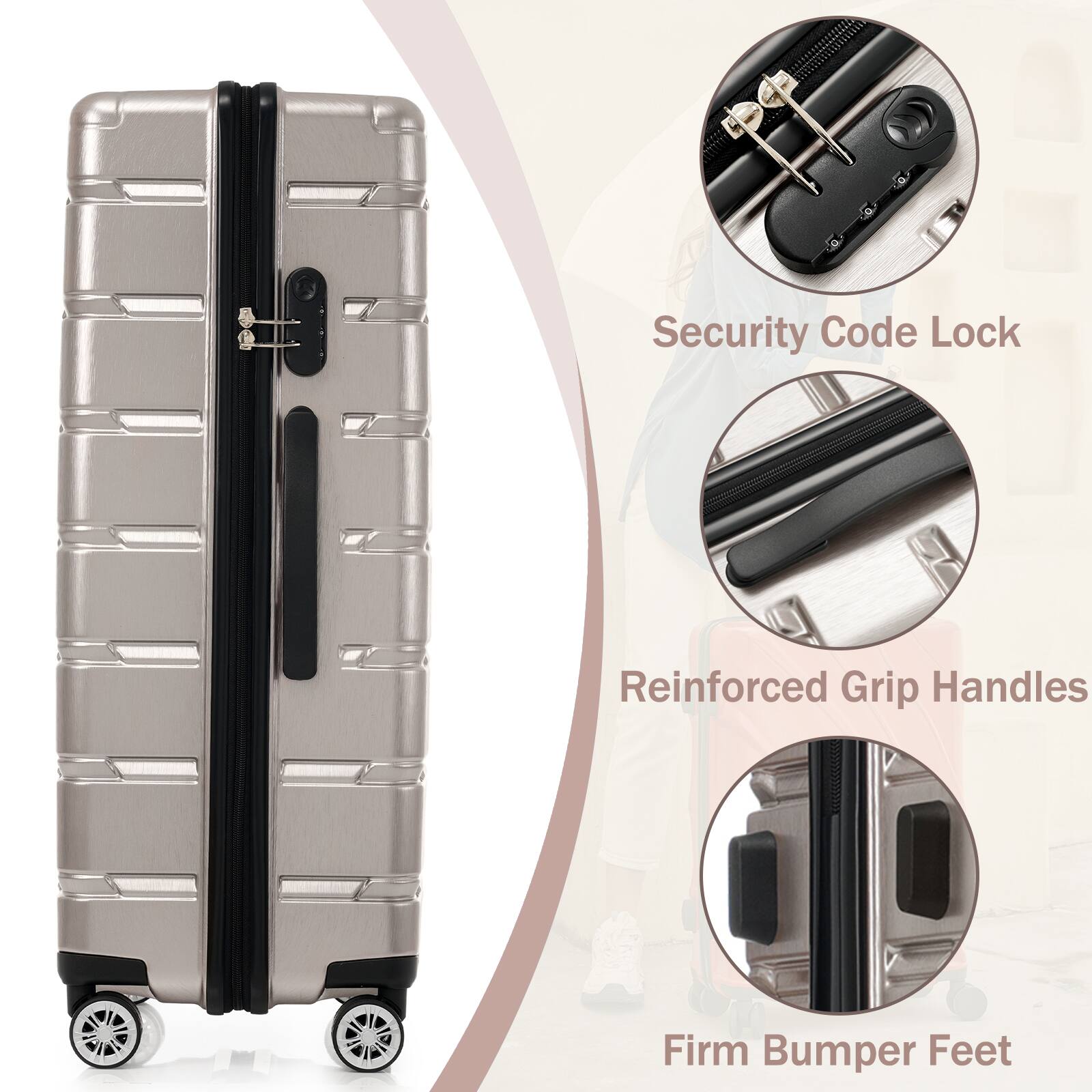 Security Code Lock  
Reinforced Grip Handles  
Firm Bumper Feet