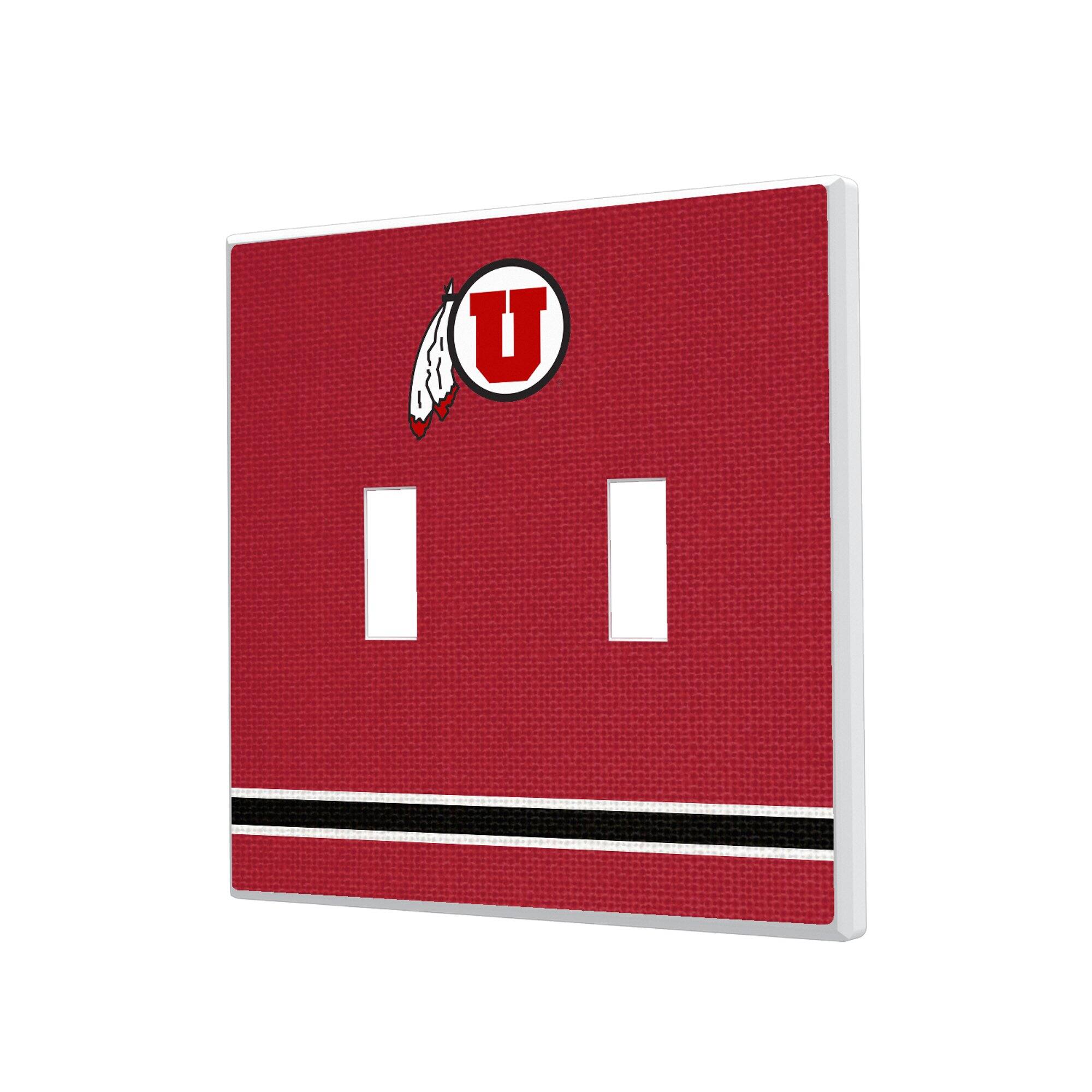 Keyscaper - Utah Utes Stripe Design Double Toggle Light Switch Plate - Multicolor