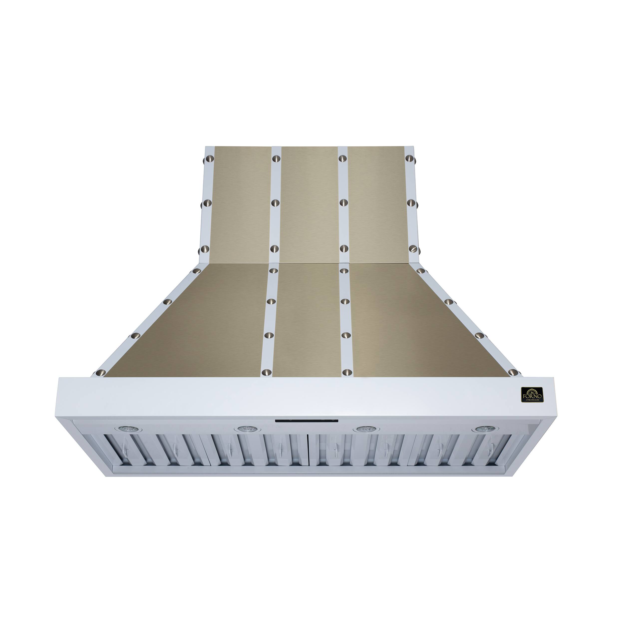 Front. Forno Appliances - Ambassador 48" Wall Mount Range Hood with Touch Controls, LED Lighting and Remote Control - White with Copper Trim - White/Copper.