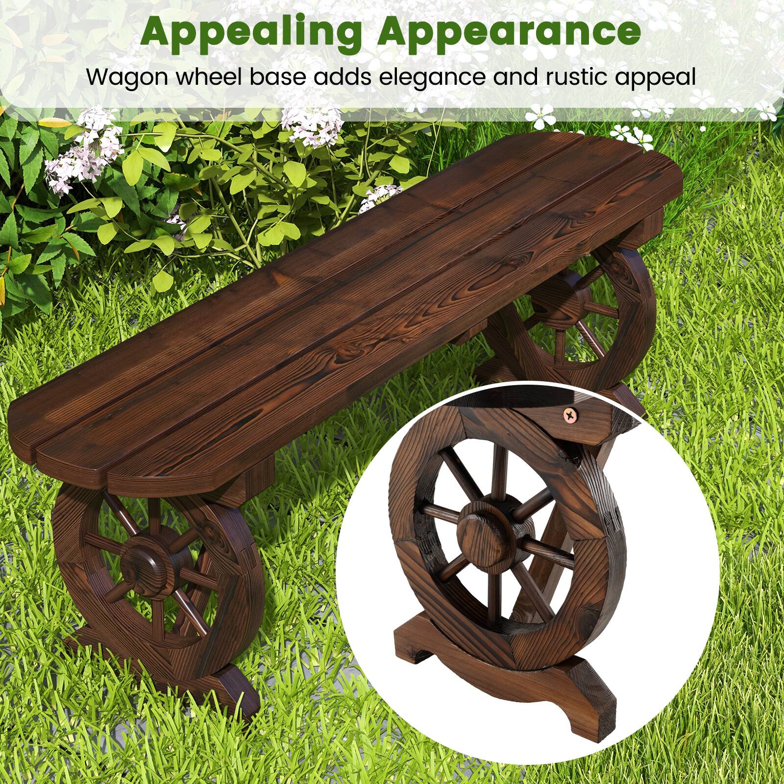Appealing Appearance  
Wagon wheel base adds elegance and rustic appeal