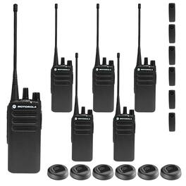 Motorola - CP100D Analog UHF Portable Non-Display Two Way Radio, 16 Channel, 4 Watt - 6 Pack Bundle - Black