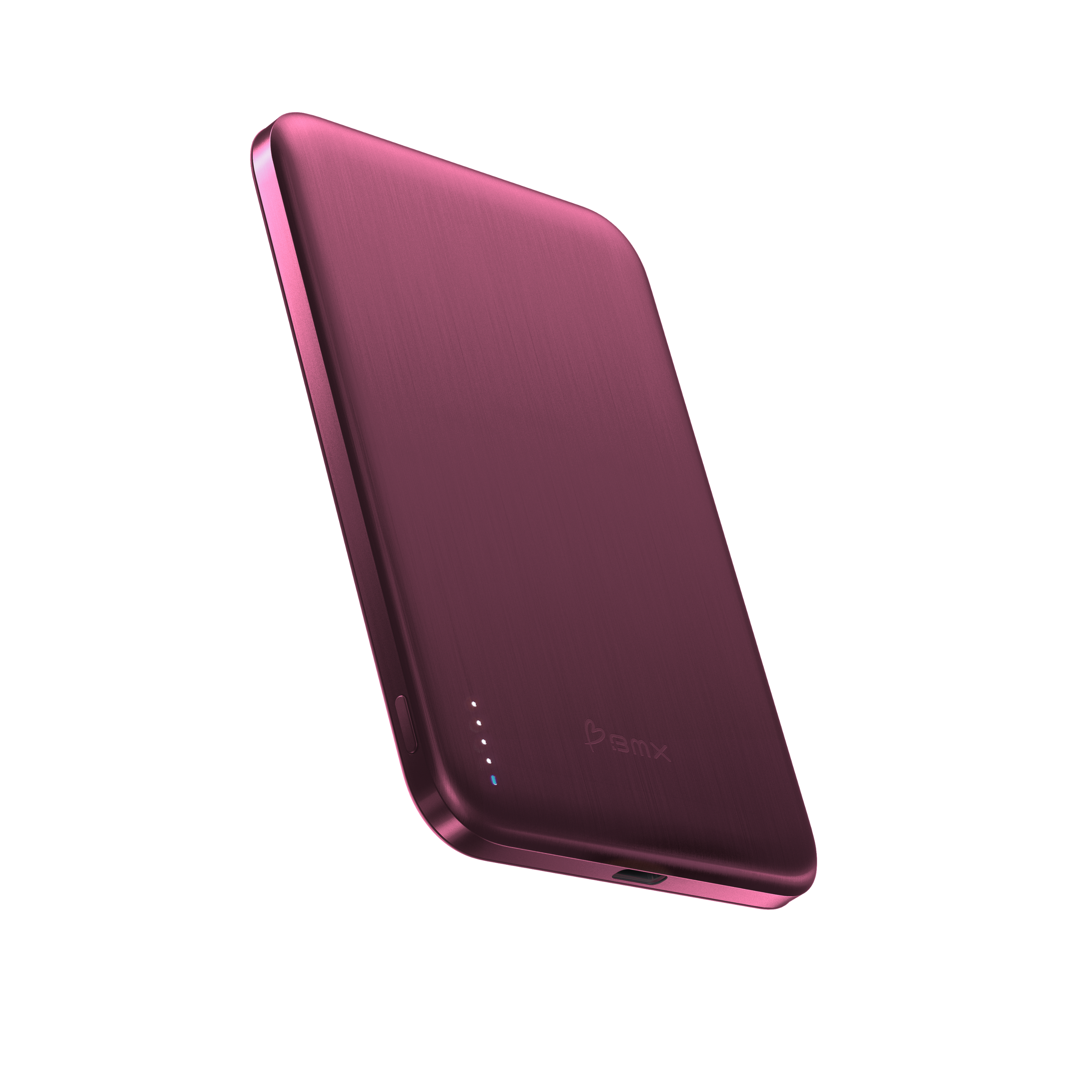 Angle. BMX - SolidSafe AIR 5K Magnetic Solid-State Power Bank - Dark Cherry.