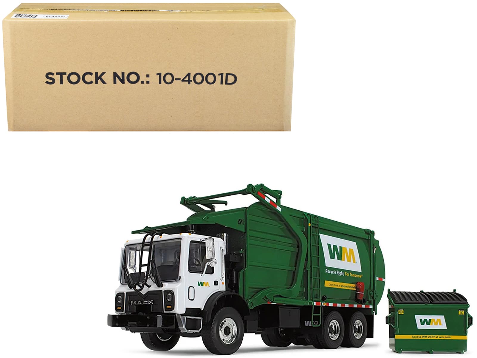"Mack TerraPro ""Waste Management"" Garbage Truck w/Wittke Front Load White & Green w/Garbage Bin 1/34 Model by First Gear" price history on PriceWatchPro