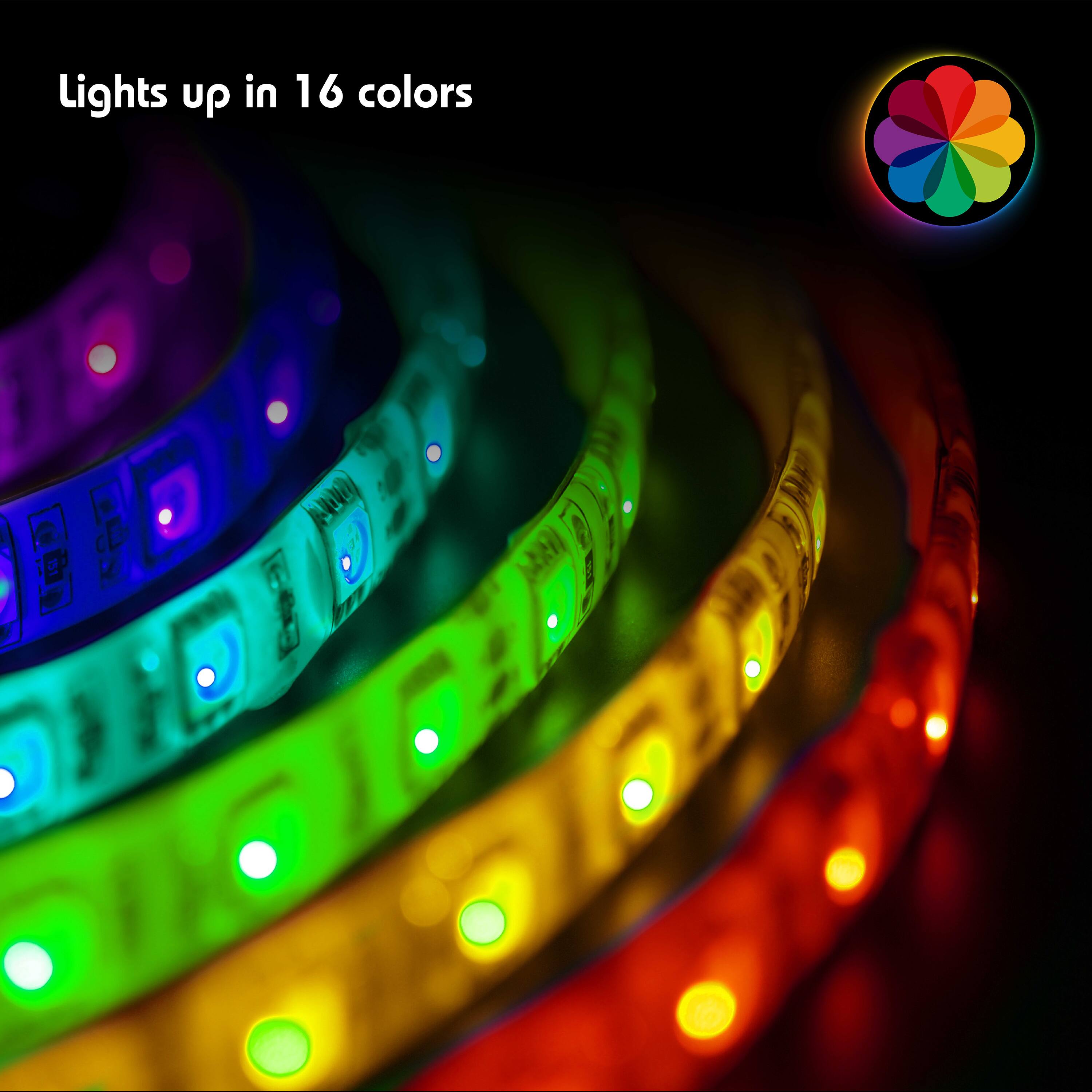 Lights up in 16 colors