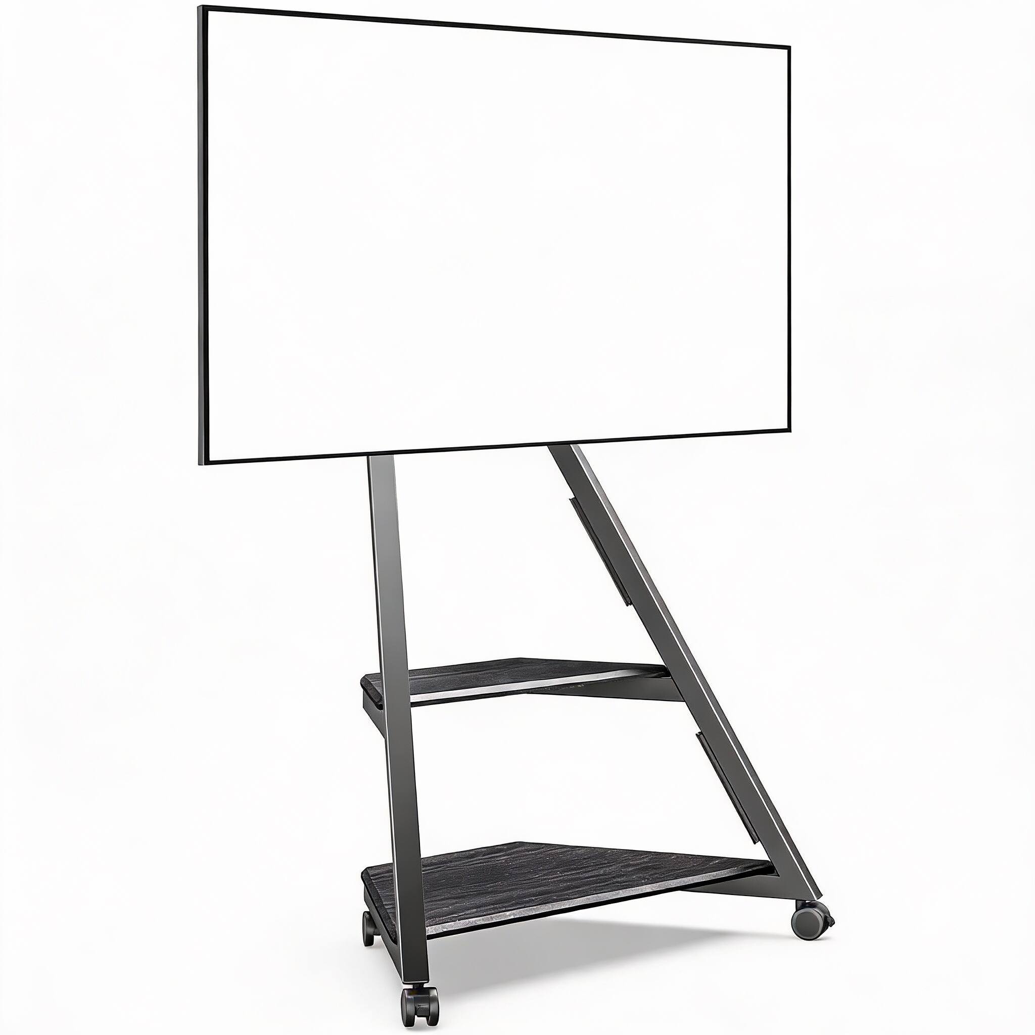 Frangdom - Morandi Grey Corner TV Stand Rolling Cart 32-65" VESA 400x400 - Black