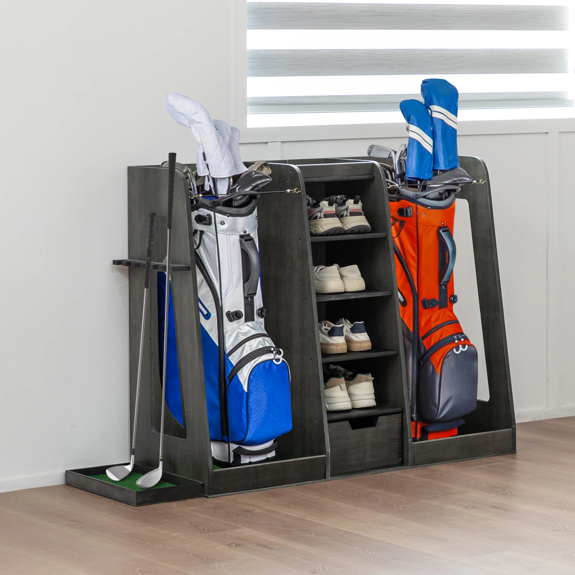ELEMENT ACE - Wooden Golf Bag Organizer with Drawers & Club Holders - Gray