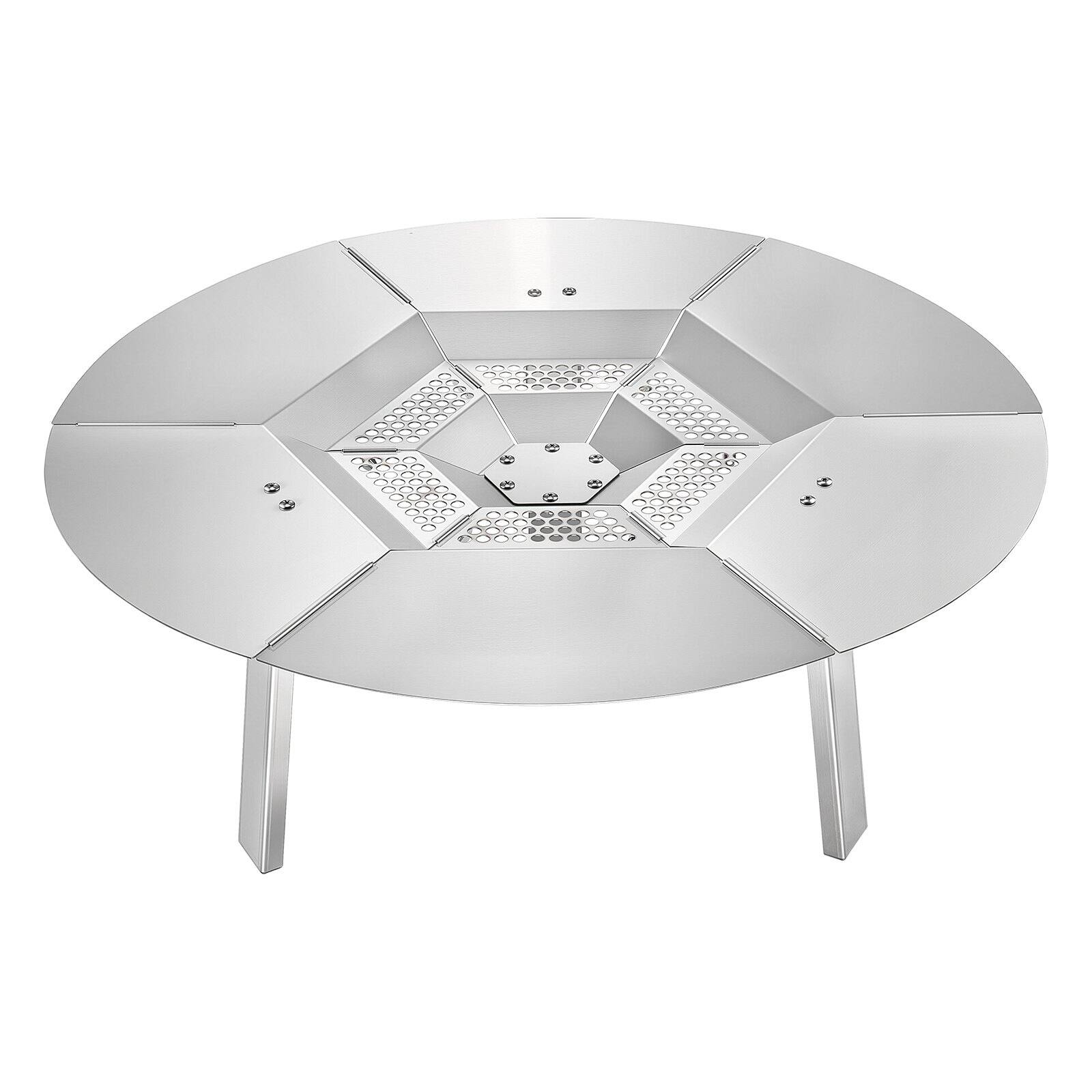 Front. Glintex - Fire Pit Heat Deflector 25-Inch Round Stainless Steel Heat Diffuser for Wood Burning Fire Pit, Detachable Cover.