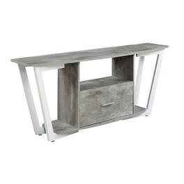 FurniFact - powder-coated metal TV stand with shelves for 65-inch TVs - White