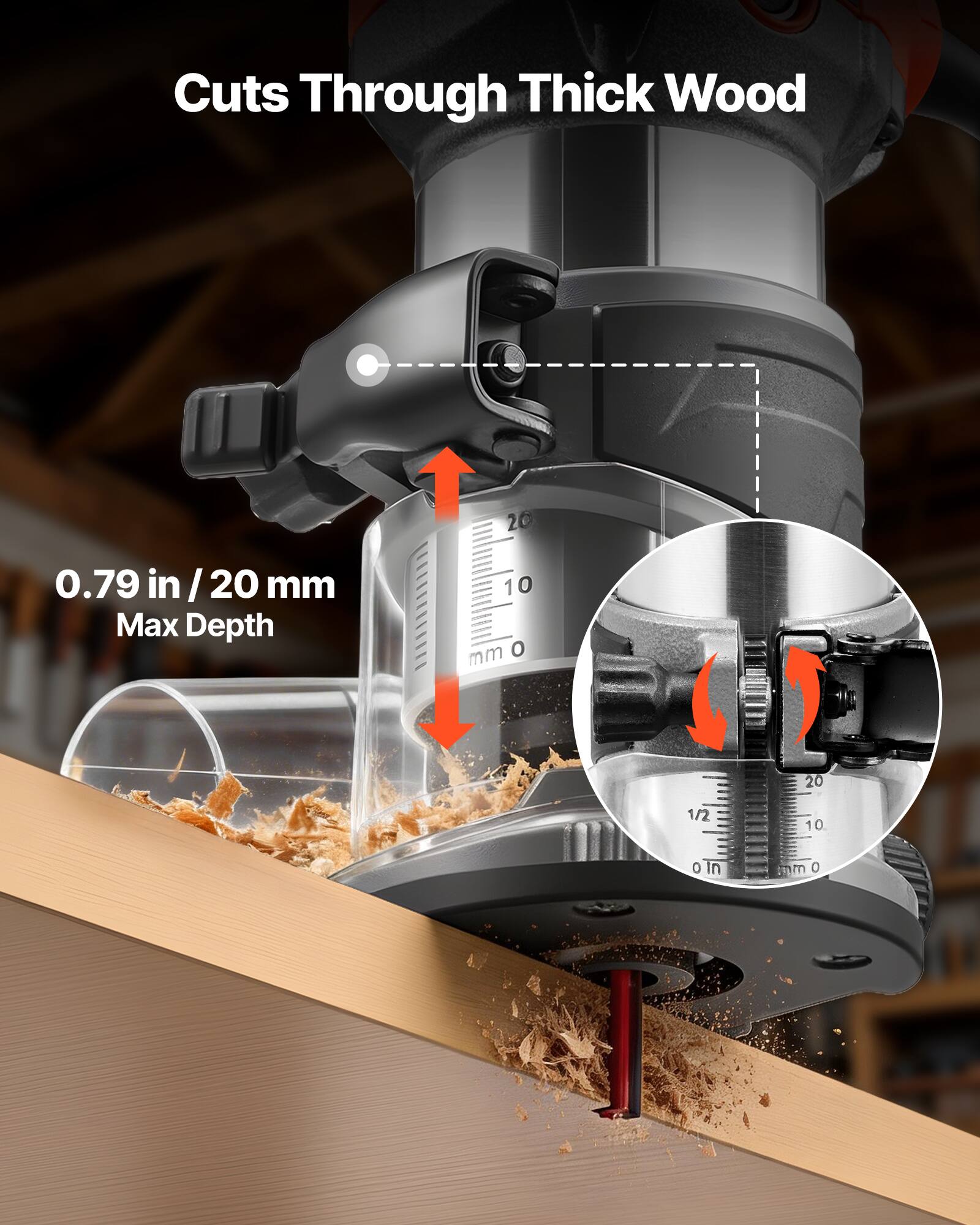 Cuts Through Thick Wood

0.79 in / 20 mm Max Depth