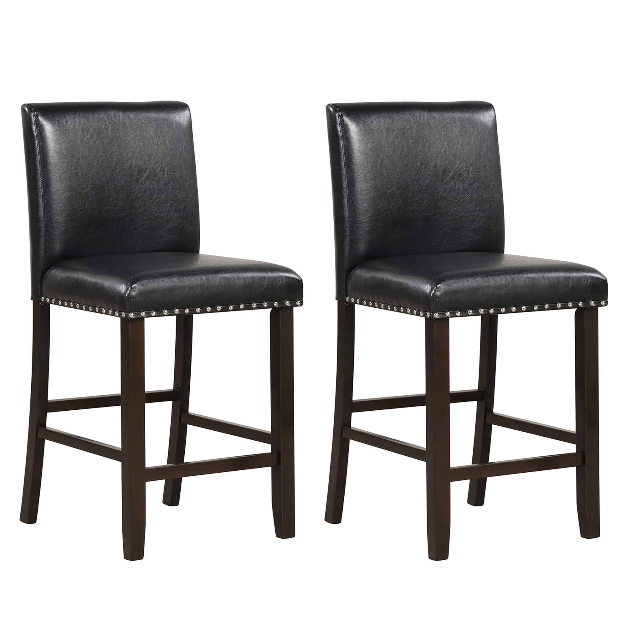 Gymax - Set of 2 Bar Stools PVC Leather Counter Height Chairs for Kitchen Island - Black price history on PriceWatchPro