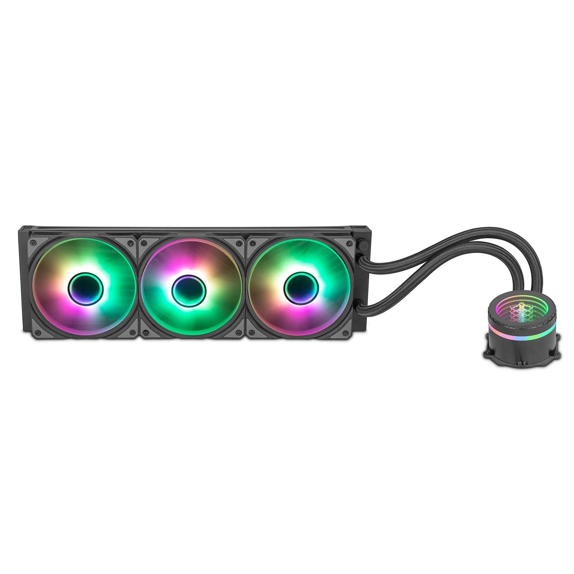 Left. YEYIAN - Yeyian AIO 360mm. CPU Liquid Cooler, ARGB. Model  YTT-360AL-01 - Black.