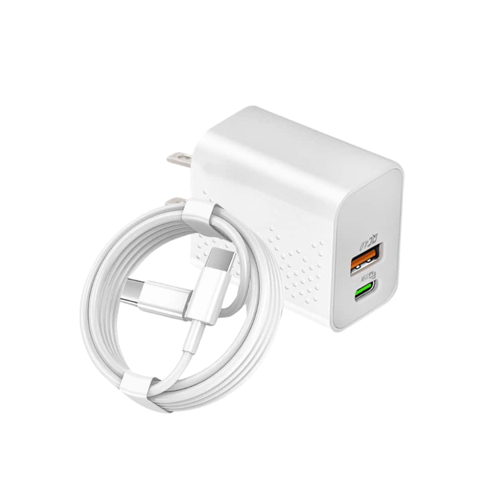 Qixxronics - Fast USB-C Charger 35W with 3FT Type-C Cable for iPhone 17/17 Air/17 Pro Max/16/16 Pro/15/15 Pro Max, iPad Pro/Air/Mini - White