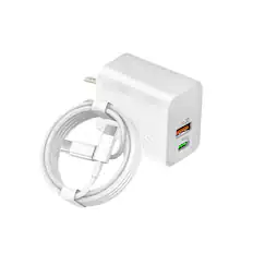 Front. Qixxronics - Fast USB-C Charger 35W with 3FT Type-C Cable for iPhone 17/17 Air/17 Pro Max/16/16 Pro/15/15 Pro Max, iPad Pro/Air/Mini - White.