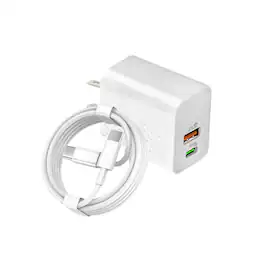 Qixxronics - Fast USB-C Charger 35W with 3FT Type-C Cable for iPhone 17/17 Air/17 Pro Max/16/16 Pro/15/15 Pro Max, iPad Pro/Air/Mini - White