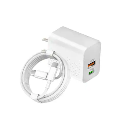 Front. Qixxronics - Fast USB-C Charger 35W with 3FT Type-C Cable for iPhone 17/17 Air/17 Pro Max/16/16 Pro/15/15 Pro Max, iPad Pro/Air/Mini - White.