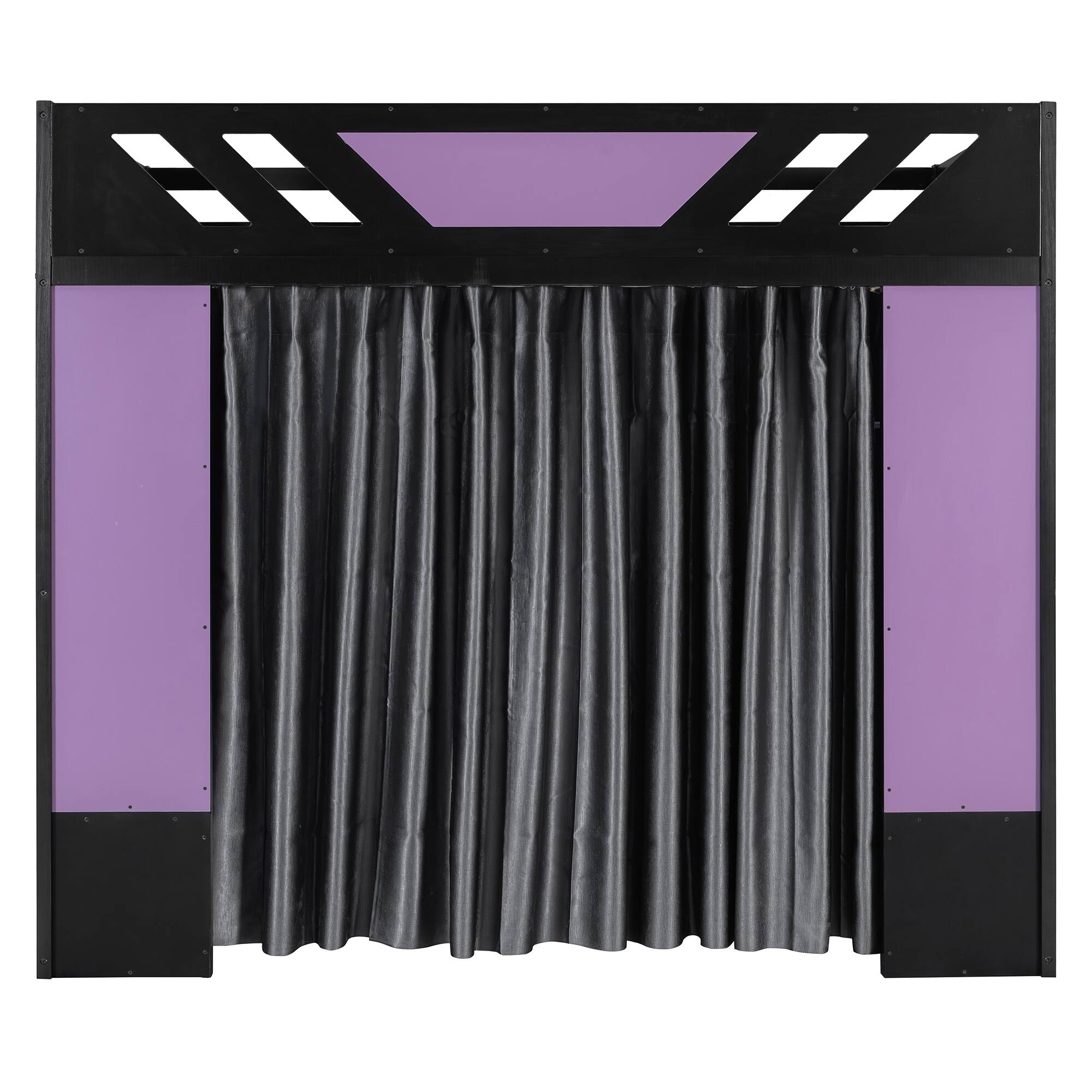 Alt View 1. Anysun - Full Size Wood Loft Bed with,Shelves,Blackout Curtains,and RGB Lights - Purple.